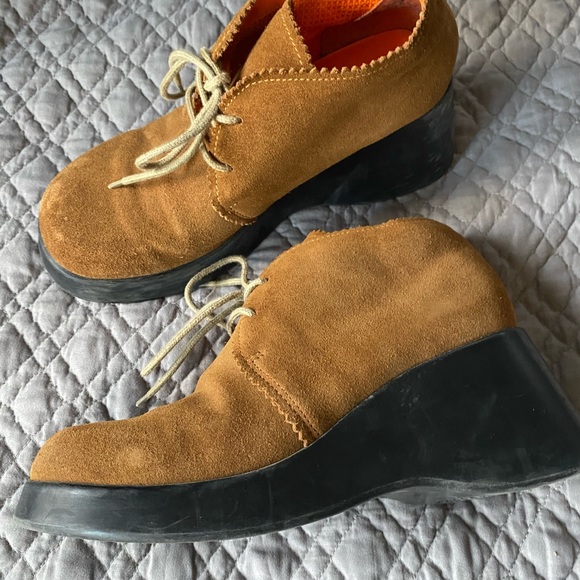 Vintage 90s retro fashion bug suede leather platforms 7.5 - Picture 5 of 5